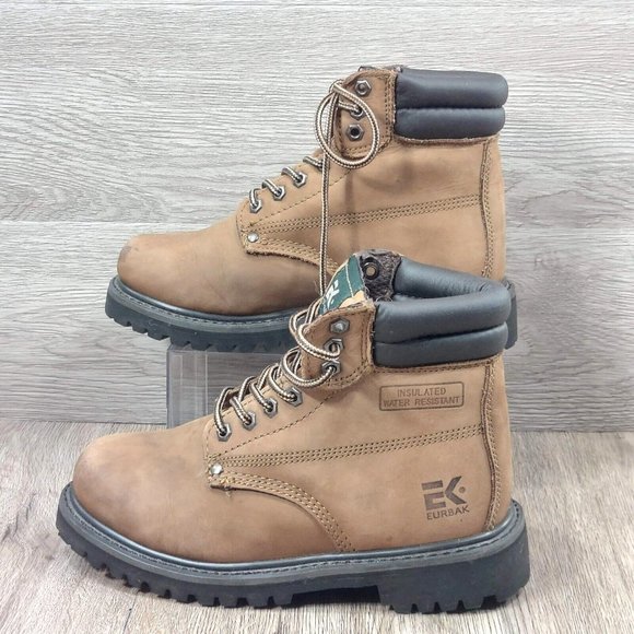 EK Eurbak Men Adult Insulated Water Oil Resistant Leather Ankle Work Boot Brown - Picture 7 of 12